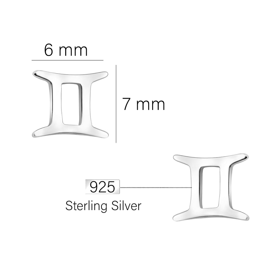 Maßenansicht von Zwillinge Sternzeichen Ohrstecker in 925 Silber von Sofia Milani - E2124