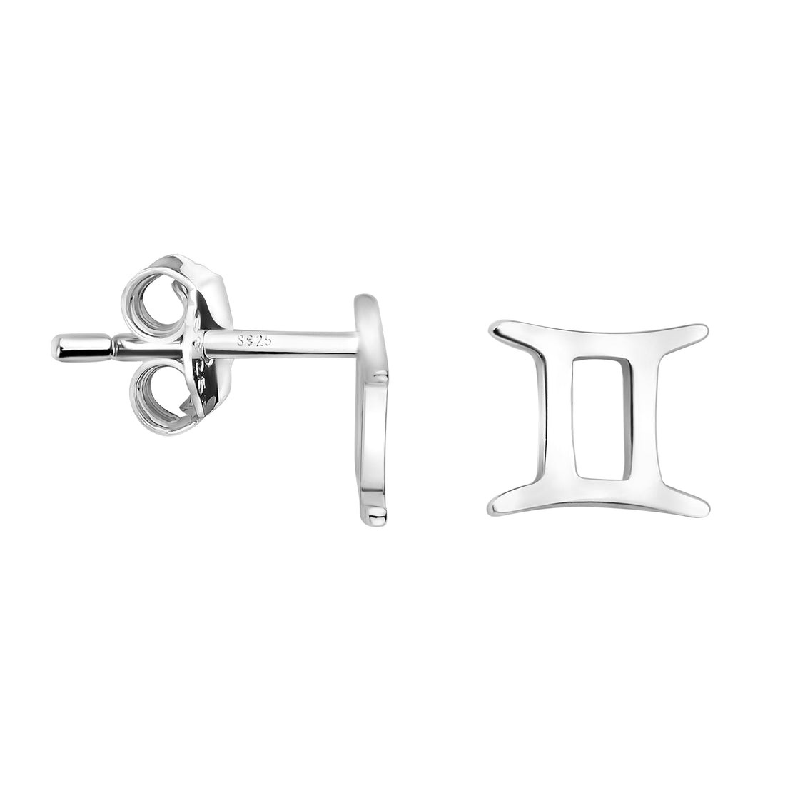 Haupt- und Seitenansicht von Zwillinge Sternzeichen Ohrstecker in 925 Silber von Sofia Milani - E2124