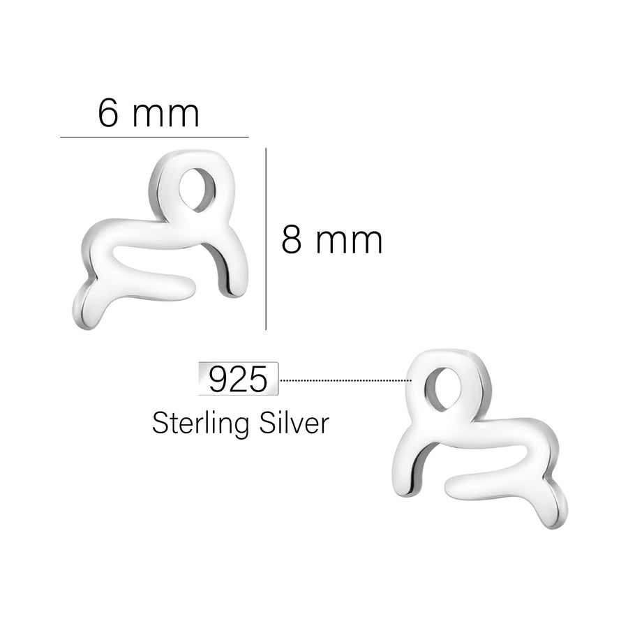 Maßenansicht von Steinbock Sternzeichen Ohrstecker in 925 Silber von Sofia Milani - E2126