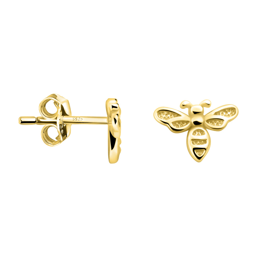 Haupt- und Seitenansicht von Bienen Ohrstecker in 925 Silber von Sofia Milani - E2131