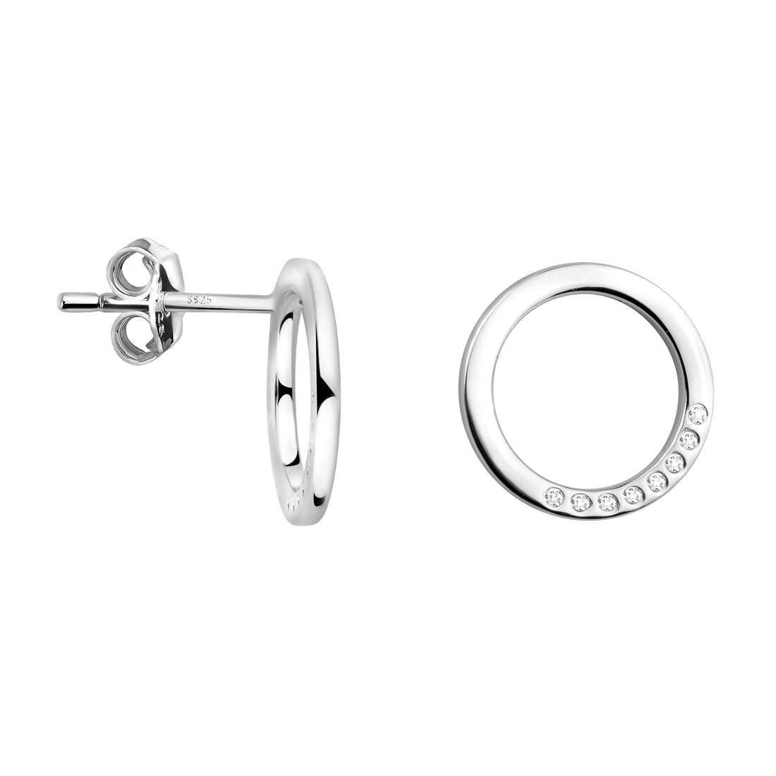 Haupt- und Seitenansicht von Kreis Ohrstecker in 925 Silber von Sofia Milani - E2132
