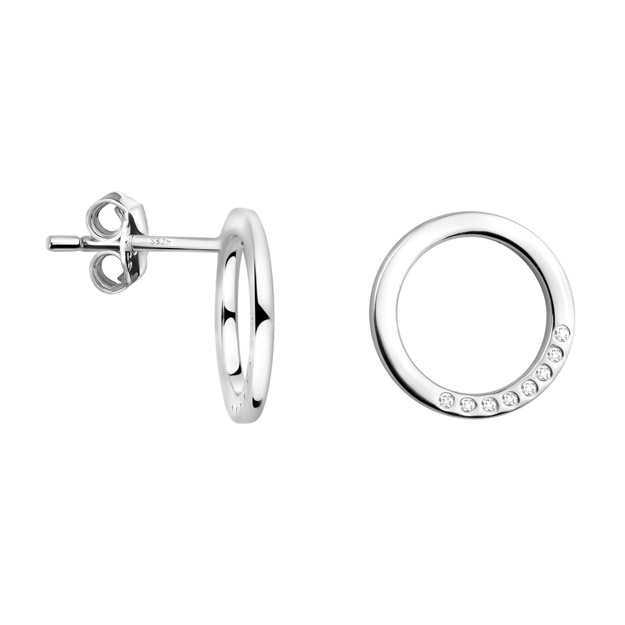 Haupt- und Seitenansicht von Kreis Ohrstecker in 925 Silber von Sofia Milani - E2132