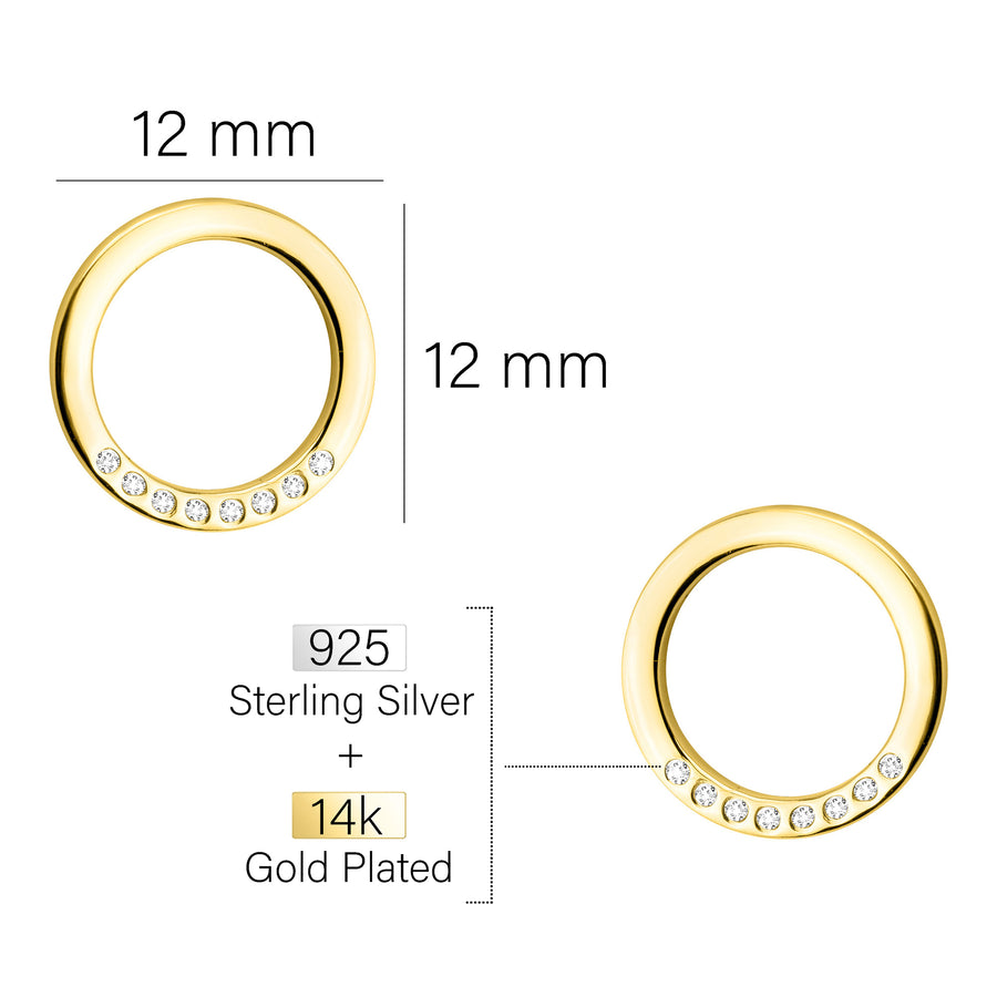 Maßenansicht von Kreis Ohrstecker in 925 Silber von Sofia Milani - E2133