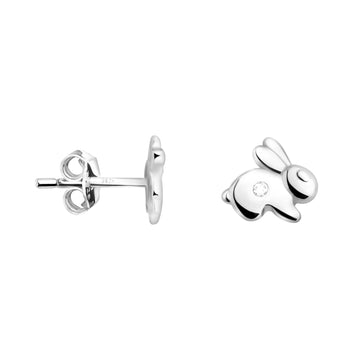 Haupt- und Seitenansicht von Hasen Ohrstecker in 925 Silber von Sofia Milani - E2134