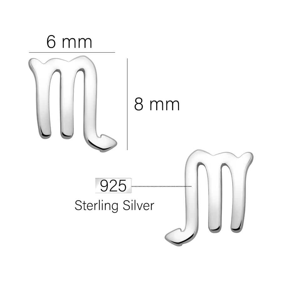Maßenansicht von Skorpion Sternzeichen Ohrstecker in 925 Silber von Sofia Milani - E2140