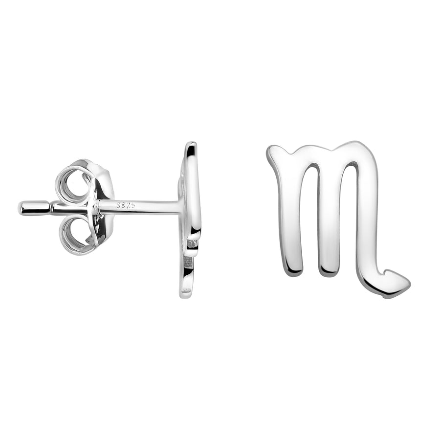 Haupt- und Seitenansicht von Skorpion Sternzeichen Ohrstecker in 925 Silber von Sofia Milani - E2140