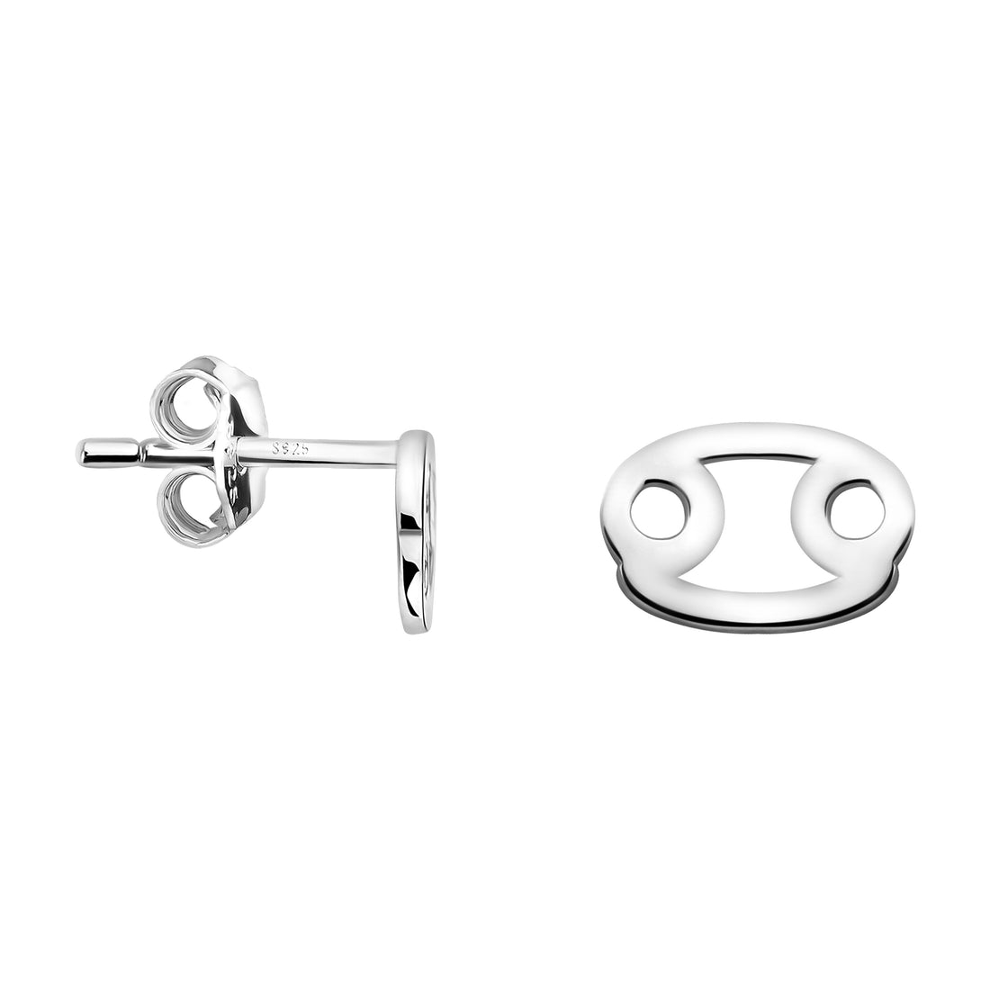 Haupt- und Seitenansicht von Krebs Sternzeichen Ohrstecker in 925 Silber von Sofia Milani - E2142