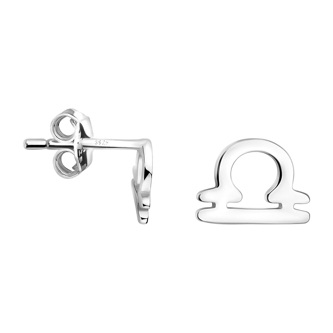 Haupt- und Seitenansicht von Waage Sternzeichen Ohrstecker in 925 Silber von Sofia Milani - E2148