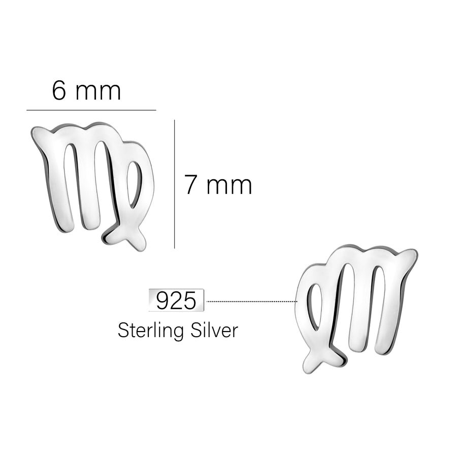 Maßenansicht von Jungfrau Sternzeichen Ohrstecker in 925 Silber von Sofia Milani - E2150