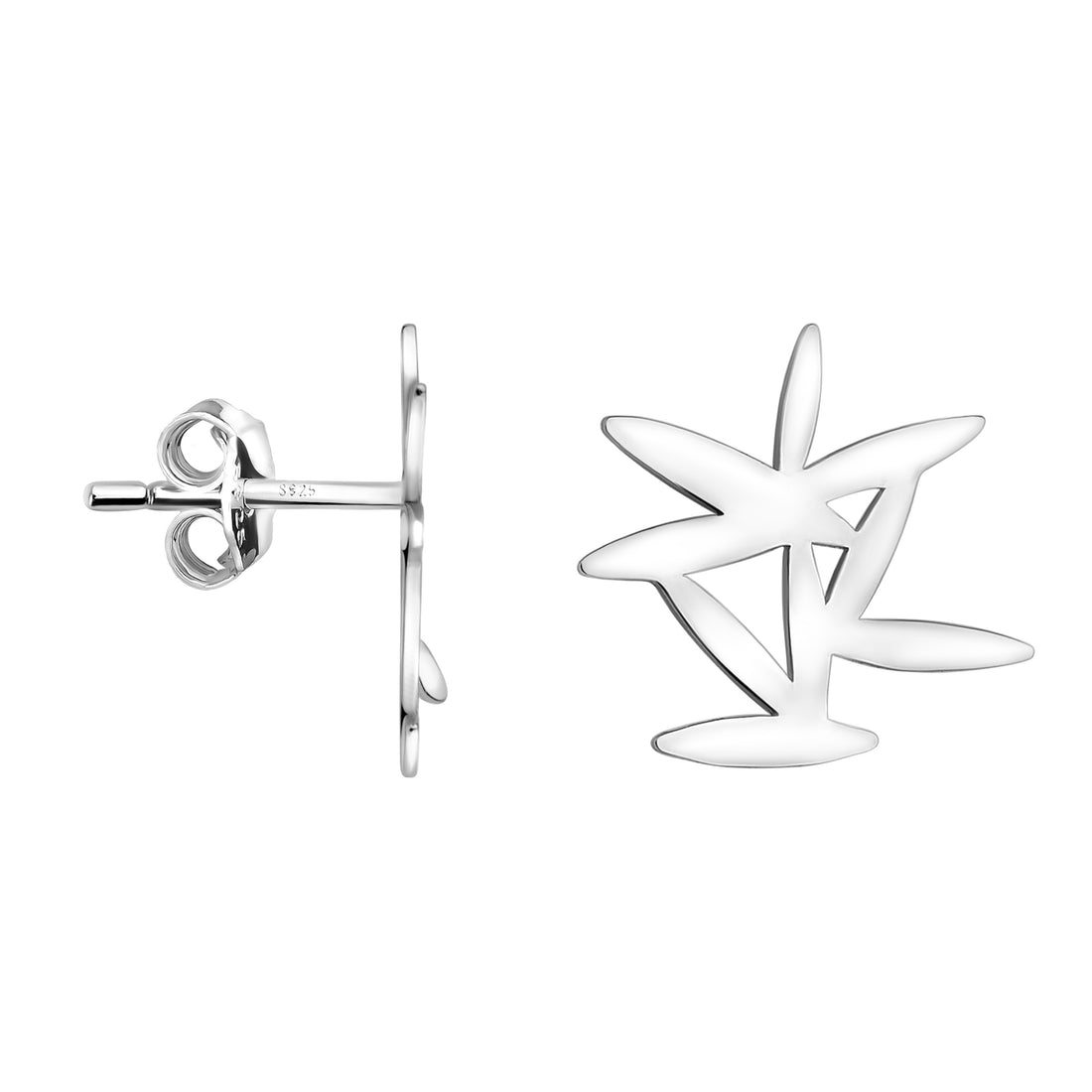 Haupt- und Seitenansicht von Origami Kaktus Ohrstecker in 925 Silber von Sofia Milani - E2156