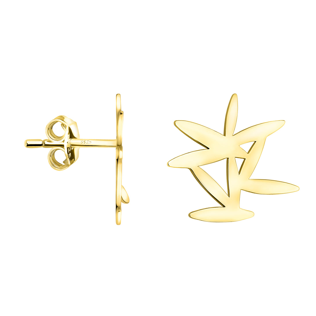 Haupt- und Seitenansicht von Origami Kaktus Ohrstecker in 925 Silber von Sofia Milani - E2157