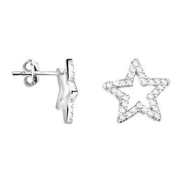 Haupt- und Seitenansicht von Stern Ohrstecker in 925 Silber von Sofia Milani - E2158