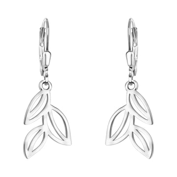 Haupt- und Seitenansicht von Blatt Ohrhänger in 925 Silber von Sofia Milani - E2160