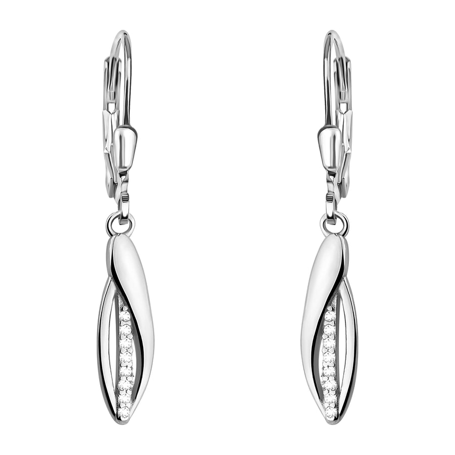 Haupt- und Seitenansicht von Oval Ohrhänger in 925 Silber von Sofia Milani - E2164