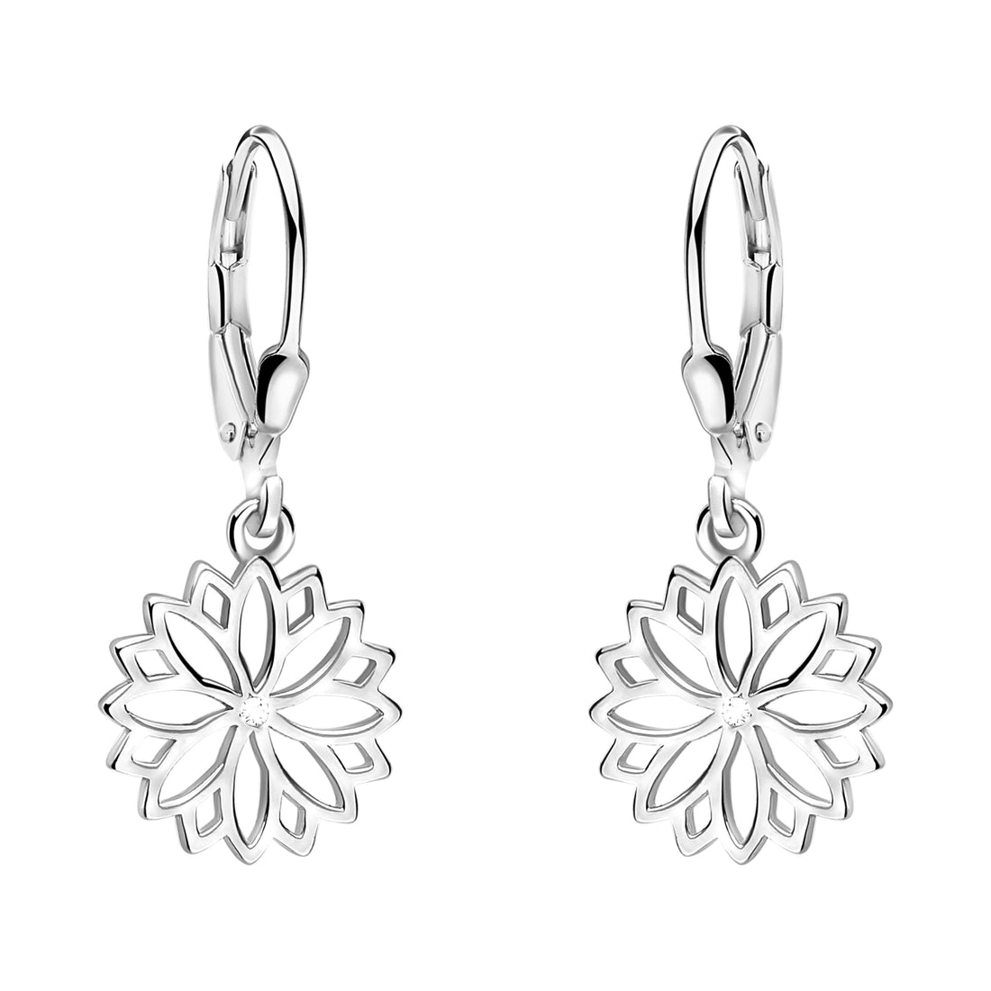 Haupt- und Seitenansicht von Blumen Ohrhänger in 925 Silber von Sofia Milani - E2166