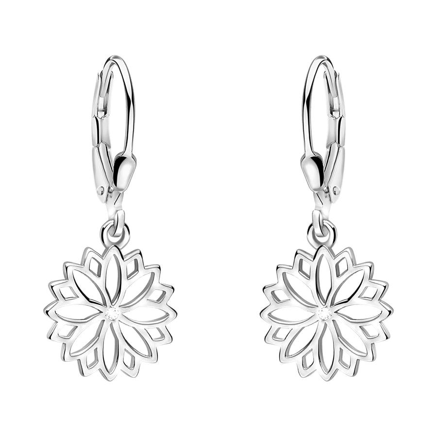 Haupt- und Seitenansicht von Blumen Ohrhänger in 925 Silber von Sofia Milani - E2166