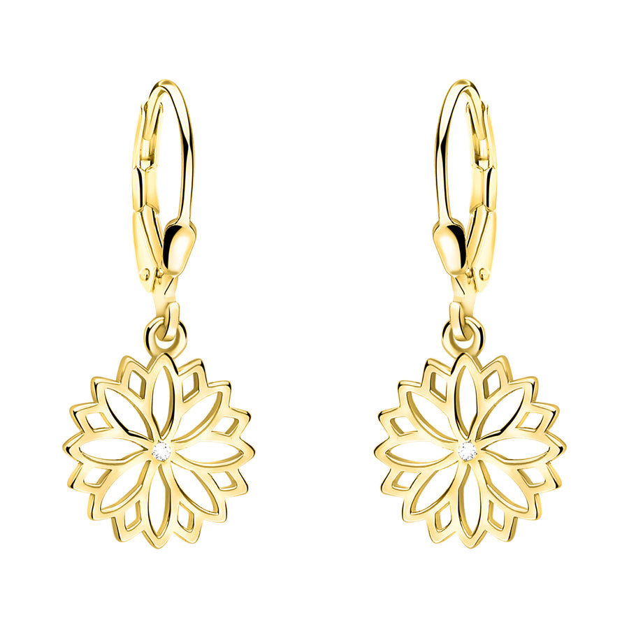 Haupt- und Seitenansicht von Blumen Ohrhänger in 925 Silber von Sofia Milani - E2167
