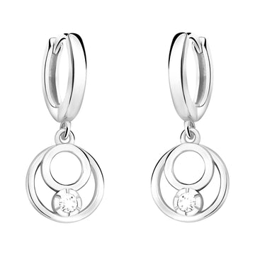 Haupt- und Seitenansicht von Doppelter Kreis Ohrhänger in 925 Silber von Sofia Milani - E2172