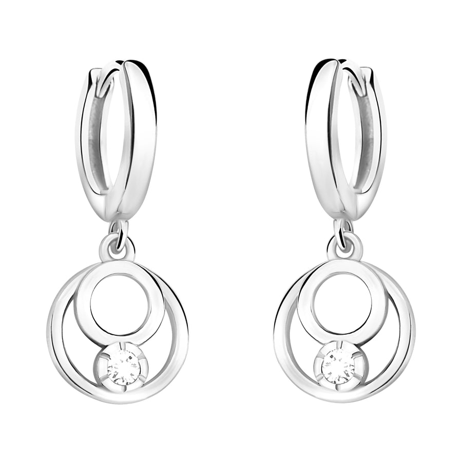 Haupt- und Seitenansicht von Doppelter Kreis Ohrhänger in 925 Silber von Sofia Milani - E2172