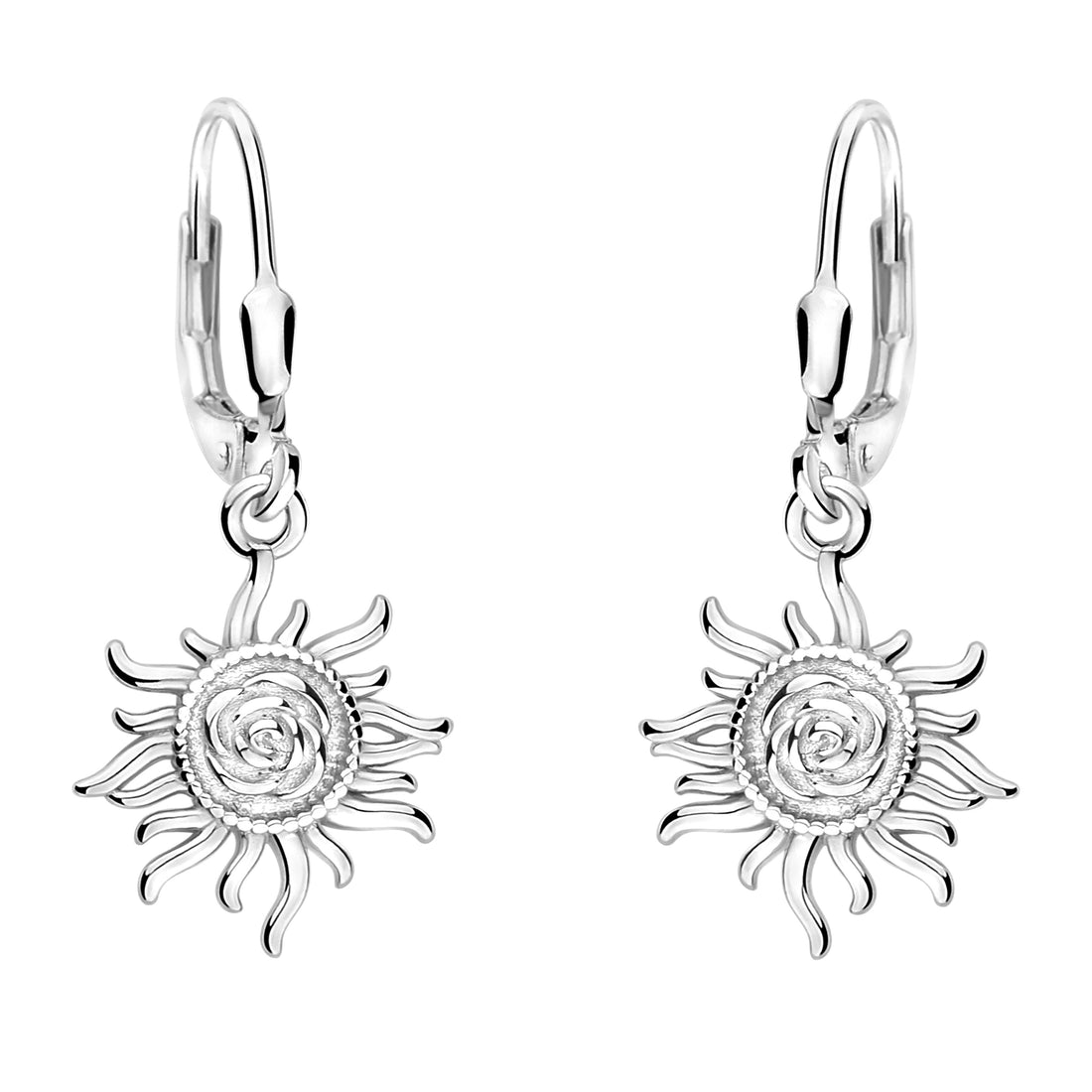 Haupt- und Seitenansicht von Sonnen Ohrhänger in 925 Silber von Sofia Milani - E2174