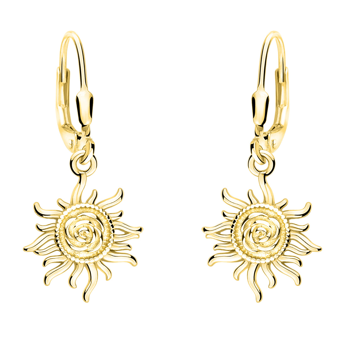 Haupt- und Seitenansicht von Sonnen Ohrhänger in 925 Silber von Sofia Milani - E2175