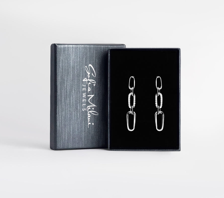 Boxansicht von Ankerketten Ohrhänger in 925 Silber von Sofia Milani - E2180