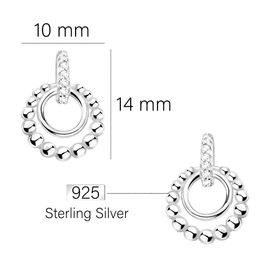 Maßenansicht von Kreis Stab Ohrstecker in 925 Silber von Sofia Milani - E2182