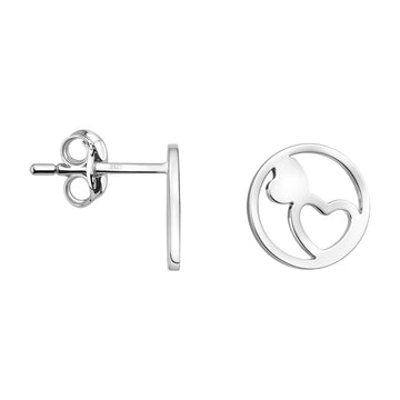 Haupt- und Seitenansicht von Herz Kreis Ohrstecker in 925 Silber von Sofia Milani - E2186