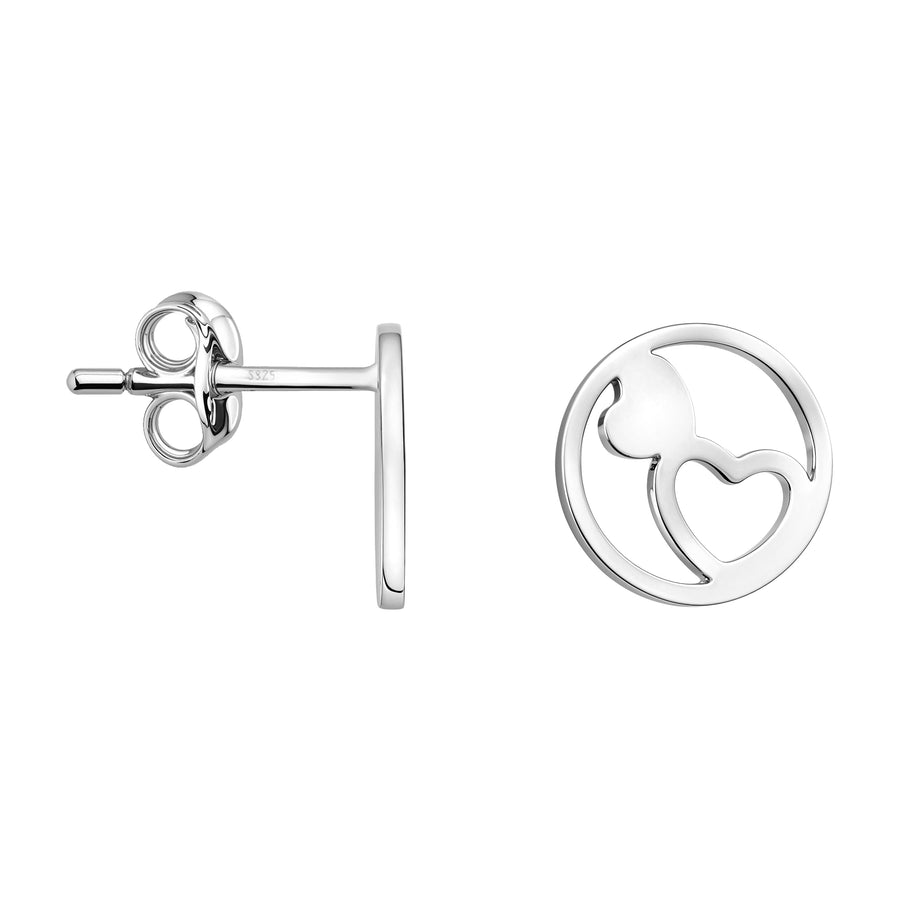 Haupt- und Seitenansicht von Herz Kreis Ohrstecker in 925 Silber von Sofia Milani - E2186