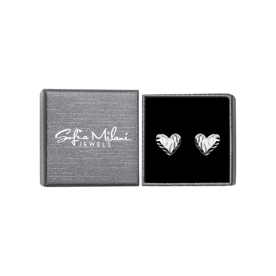 Boxansicht von Geriffeltes Herz Ohrstecker in 925 Silber von Sofia Milani - E2188