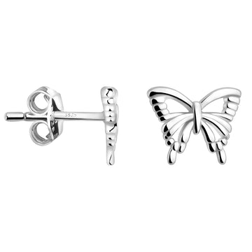 Haupt- und Seitenansicht von Schmetterling Ohrstecker in 925 Silber von Sofia Milani - E2194
