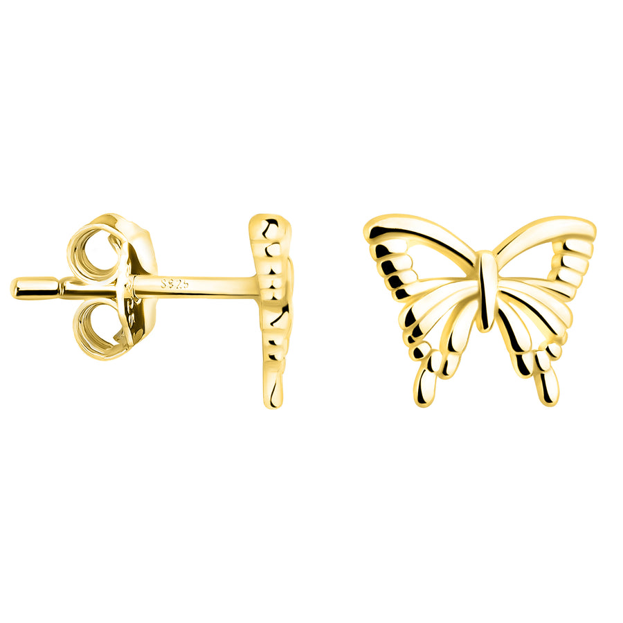 Haupt- und Seitenansicht von Schmetterling Ohrstecker in 925 Silber von Sofia Milani - E2195