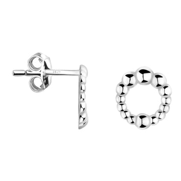 Haupt- und Seitenansicht von Kugel Kreis Ohrstecker in 925 Silber von Sofia Milani - E2198