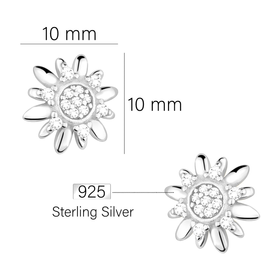 Maßenansicht von Blumen Ohrstecker in 925 Silber von Sofia Milani - E2202