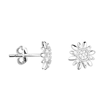 Haupt- und Seitenansicht von Blumen Ohrstecker in 925 Silber von Sofia Milani - E2202