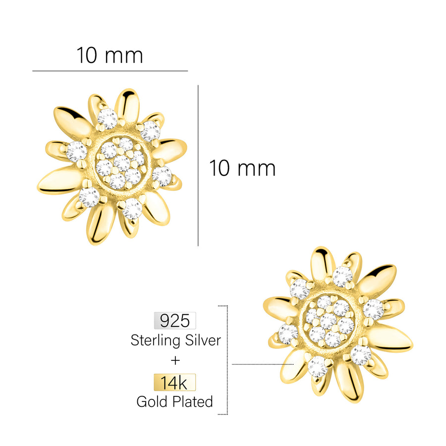 Maßenansicht von Blumen Ohrstecker in 925 Silber von Sofia Milani - E2203