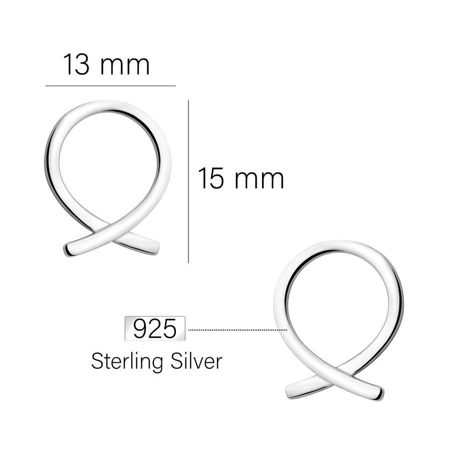 Maßenansicht von Kreis Ohrstecker in 925 Silber von Sofia Milani - E2206