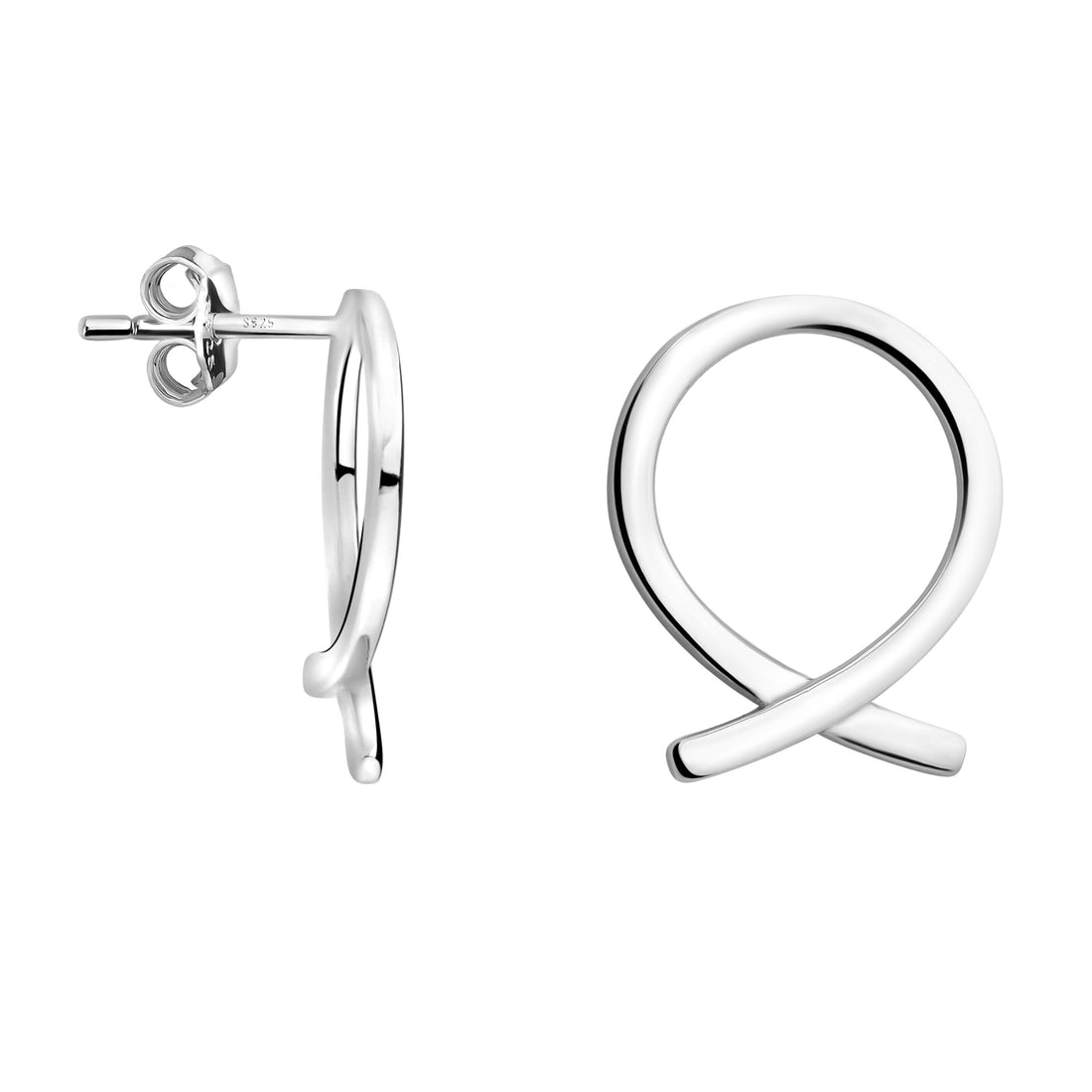 Haupt- und Seitenansicht von Kreis Ohrstecker in 925 Silber von Sofia Milani - E2206