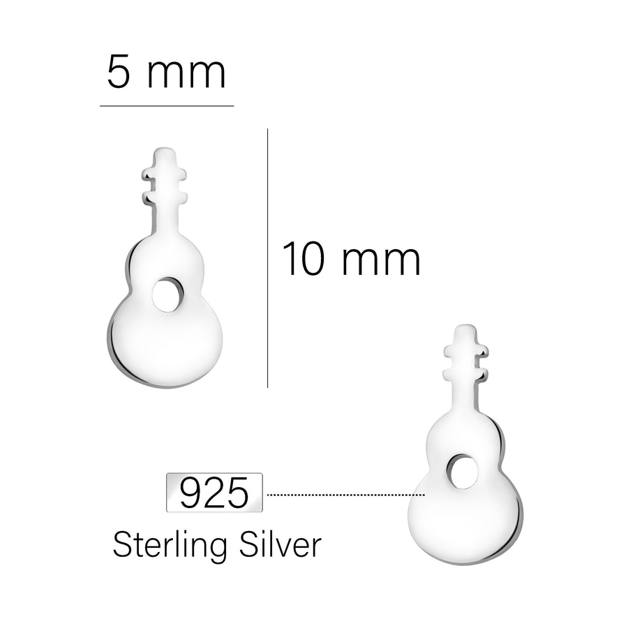 Maßenansicht von Gitarre Ohrstecker in 925 Silber von Sofia Milani - E2208