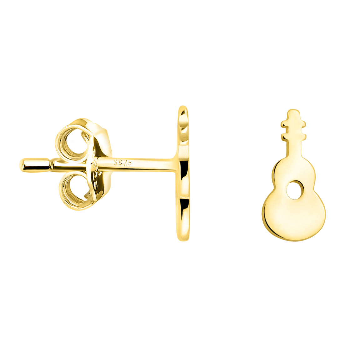 Haupt- und Seitenansicht von Gitarre Ohrstecker in 925 Silber von Sofia Milani - E2209