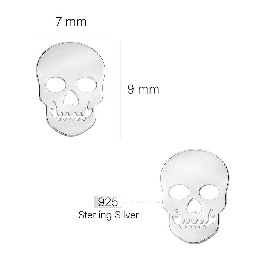 Maßenansicht von Totenkopf Ohrstecker in 925 Silber von Sofia Milani - E2210