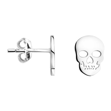 Haupt- und Seitenansicht von Totenkopf Ohrstecker in 925 Silber von Sofia Milani - E2210
