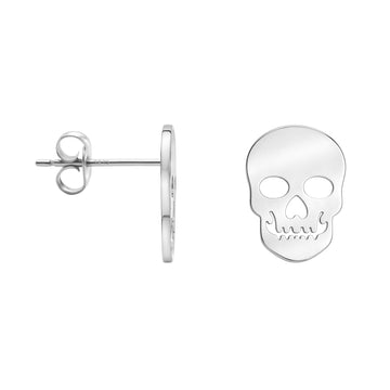 Haupt- und Seitenansicht von Totenkopf Ohrstecker in 925 Silber von Sofia Milani - E2210