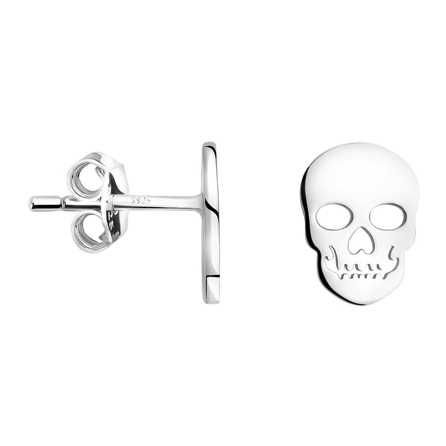Haupt- und Seitenansicht von Totenkopf Ohrstecker in 925 Silber von Sofia Milani - E2210