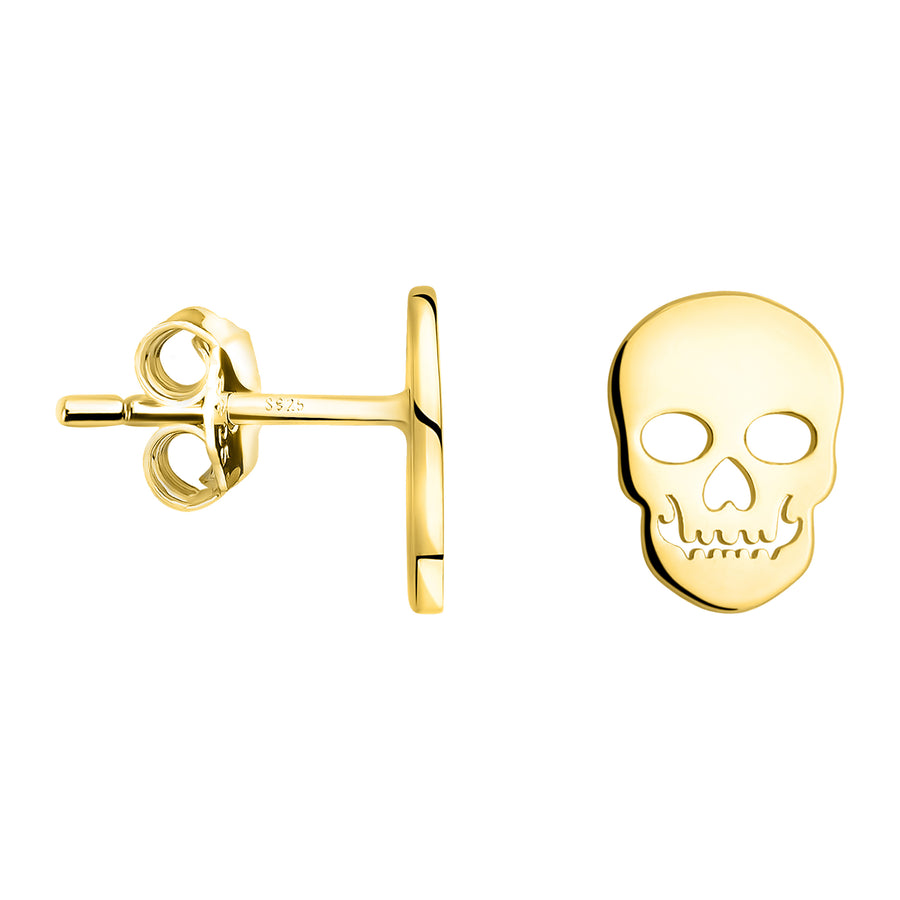 Haupt- und Seitenansicht von Totenkopf Ohrstecker in 925 Silber von Sofia Milani - E2211