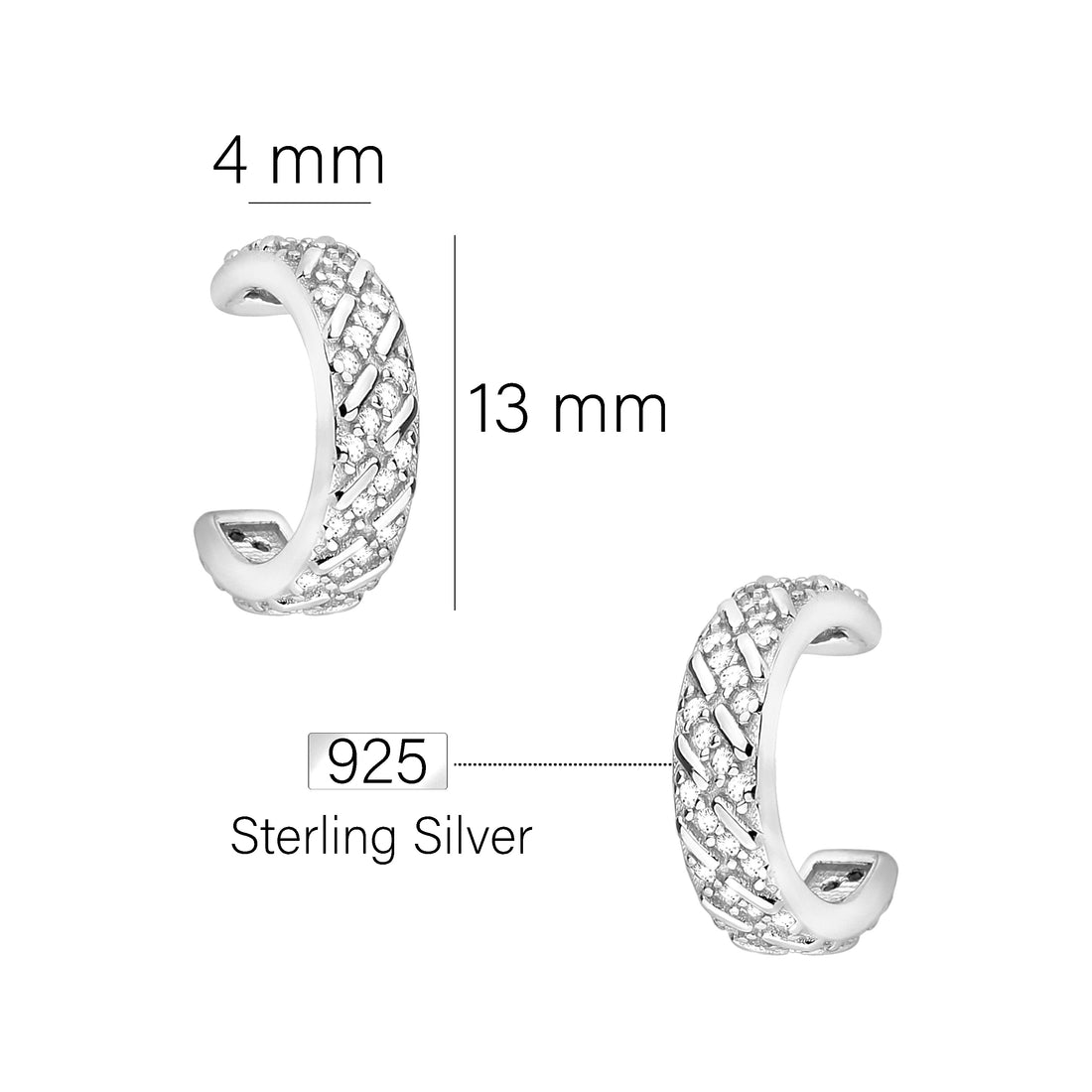 Maßenansicht von Zirkonia Ohrstecker in 925 Silber von Sofia Milani - E2212