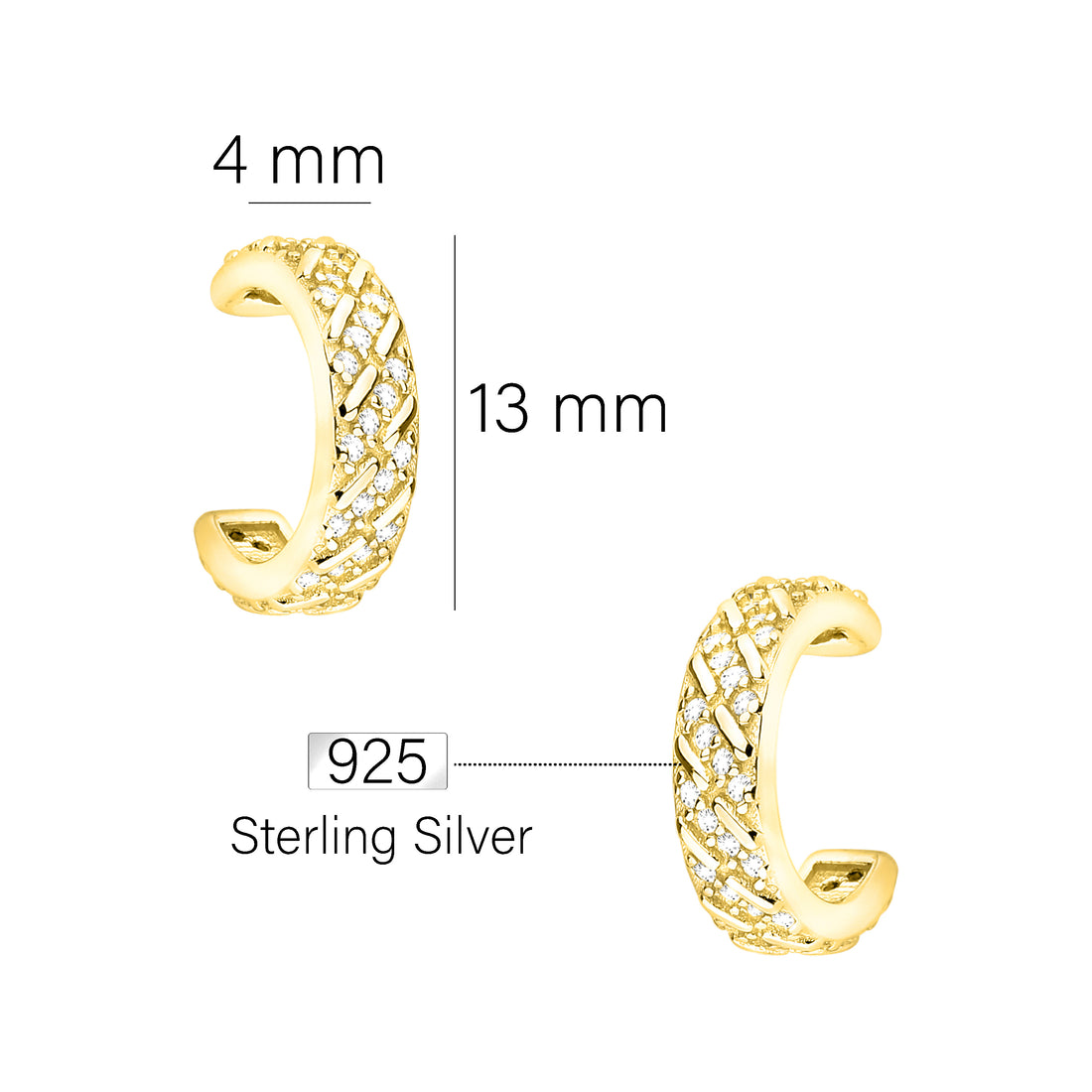 Maßenansicht von Zirkonia Ohrstecker in 925 Silber von Sofia Milani - E2213