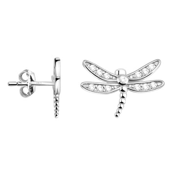 Haupt- und Seitenansicht von Libellen Ohrstecker in 925 Silber von Sofia Milani - E2228