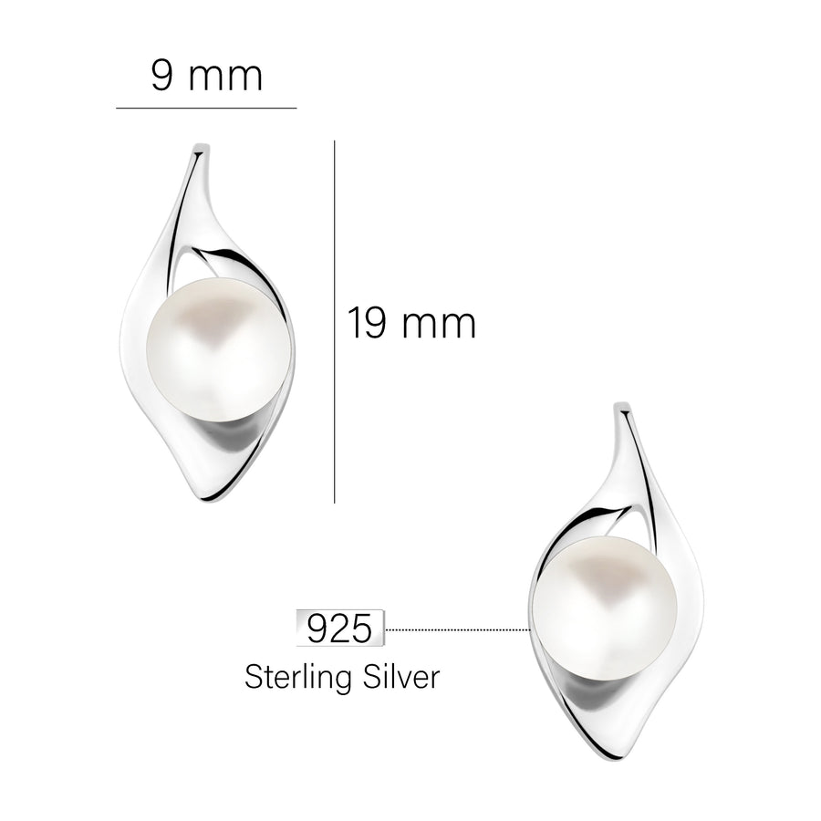 Maßenansicht von Perlen Ohrstecker in 925 Silber von Sofia Milani - E2233