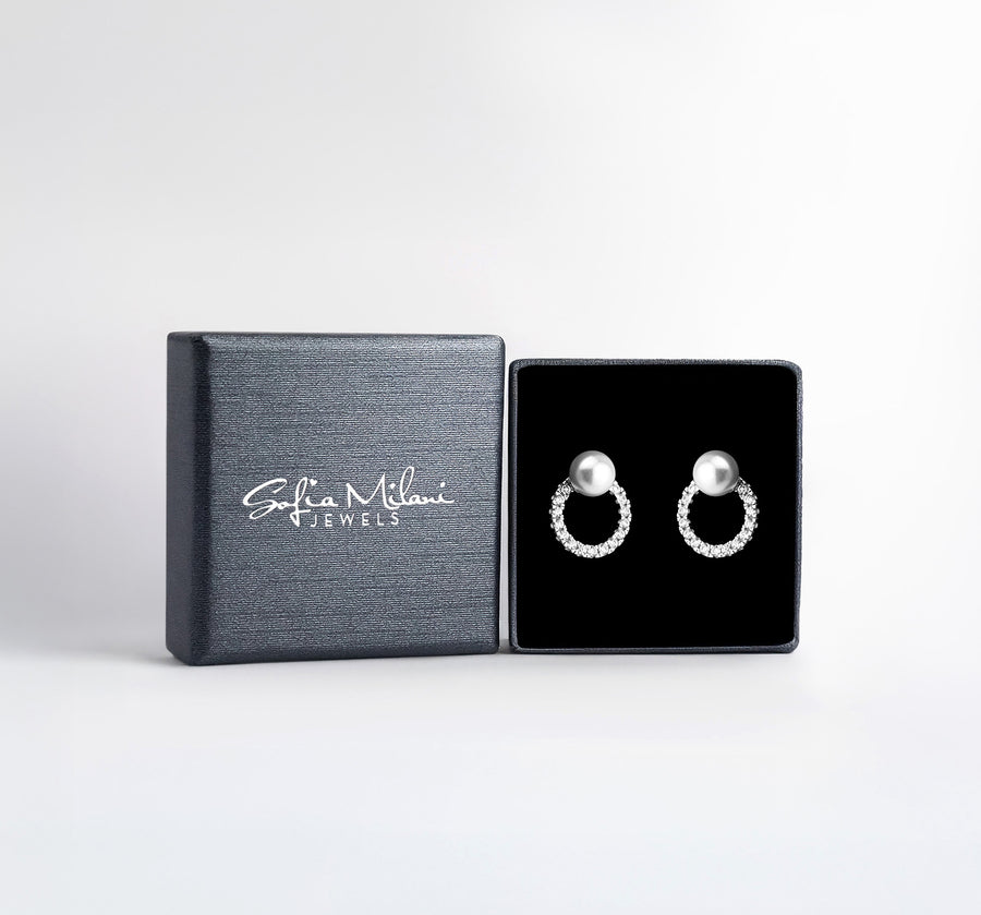 Boxansicht von Kreis Perlen Ohrstecker in 925 Silber von Sofia Milani - E2234
